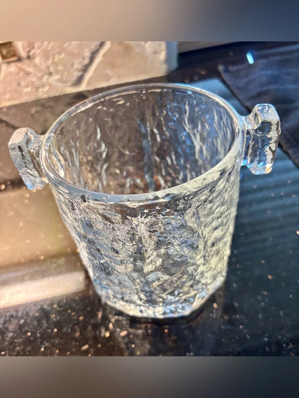 Vintage Mid-Century Modern Glass Scandinavian Sculpture Ice Bucket -Gorgeous!